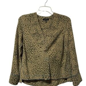 rag & bone Green Puff Sleeve Wrap Blouse